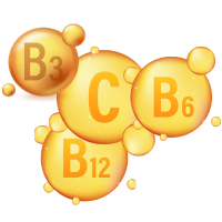Vitamins C, B3, 6, & B12
